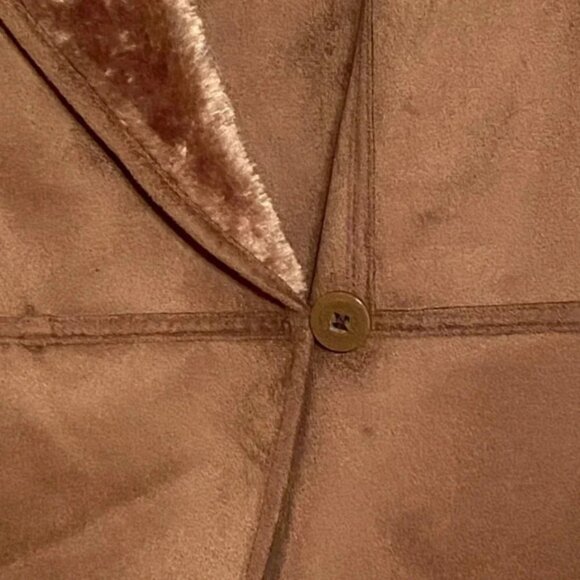 Denim & Co. Microsuede Faux Fur lined Winter vest Brown Size M with Side Pockets - Picture 5 of 10